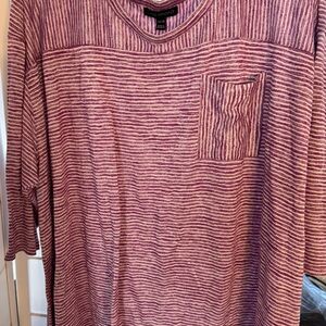 Lane Bryant Pink Striped Short Sleeve Tee